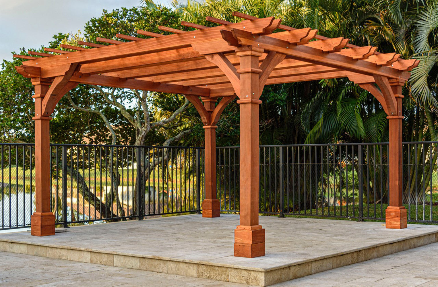 Outdoor Pacific Redwood Double Beam Premium Pergola