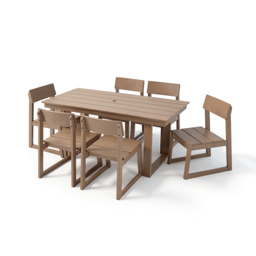 7-Piece HDPE Outdoor Dining Set for 6 – Antique Dark Oak