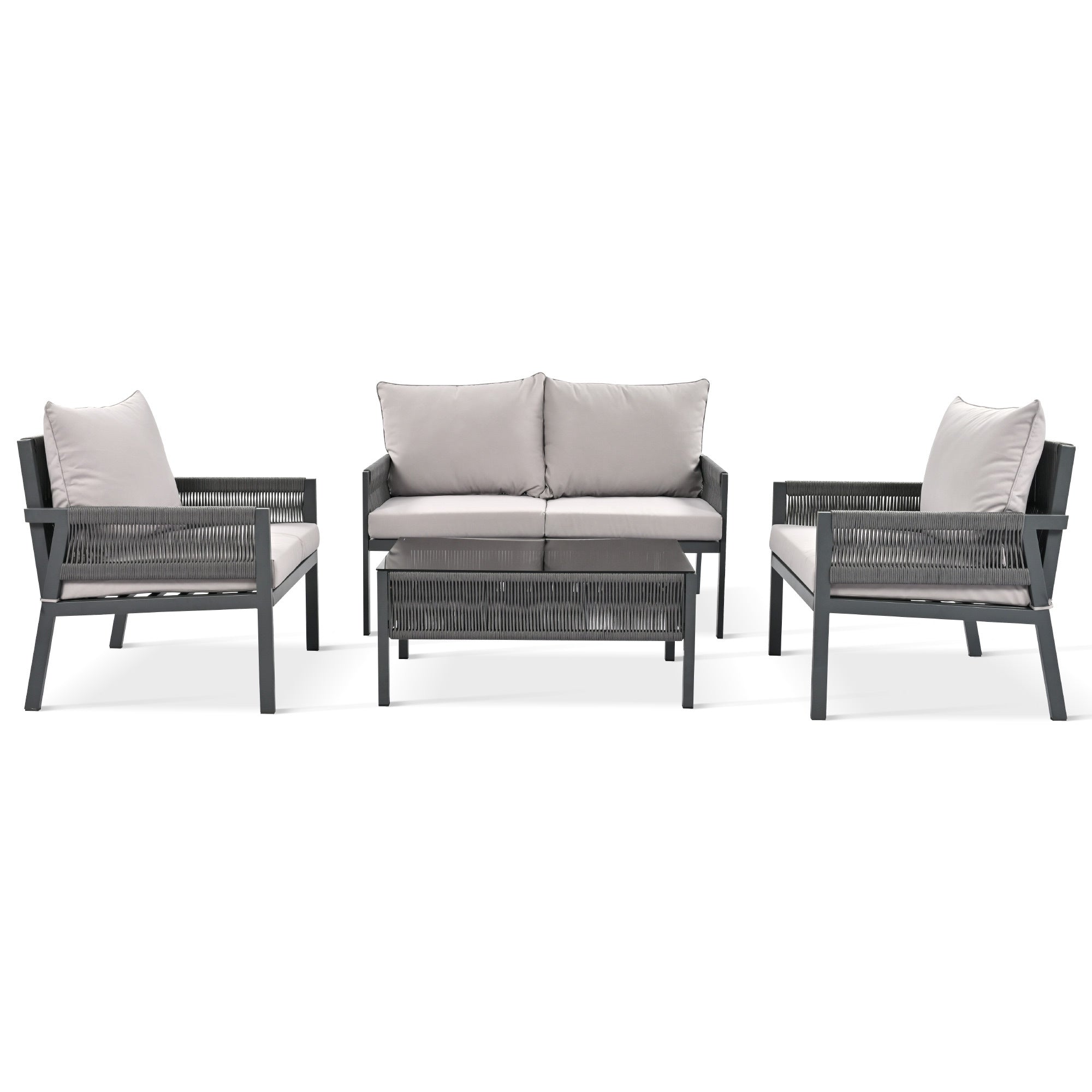 K&K 4-Piece Rope Patio Furniture Set
