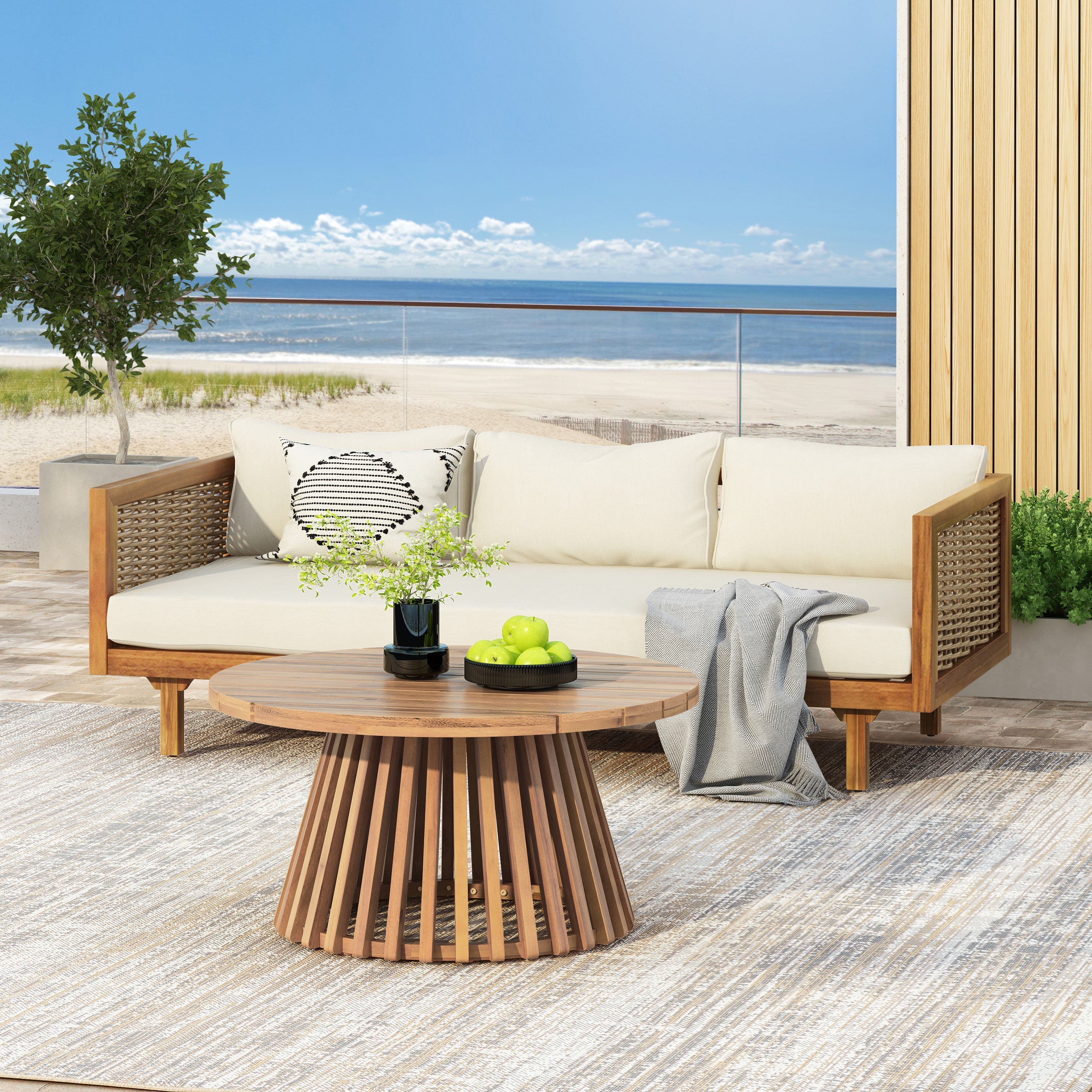 Claremont 3-Seater Daybed and Acacia Wood Patio Table