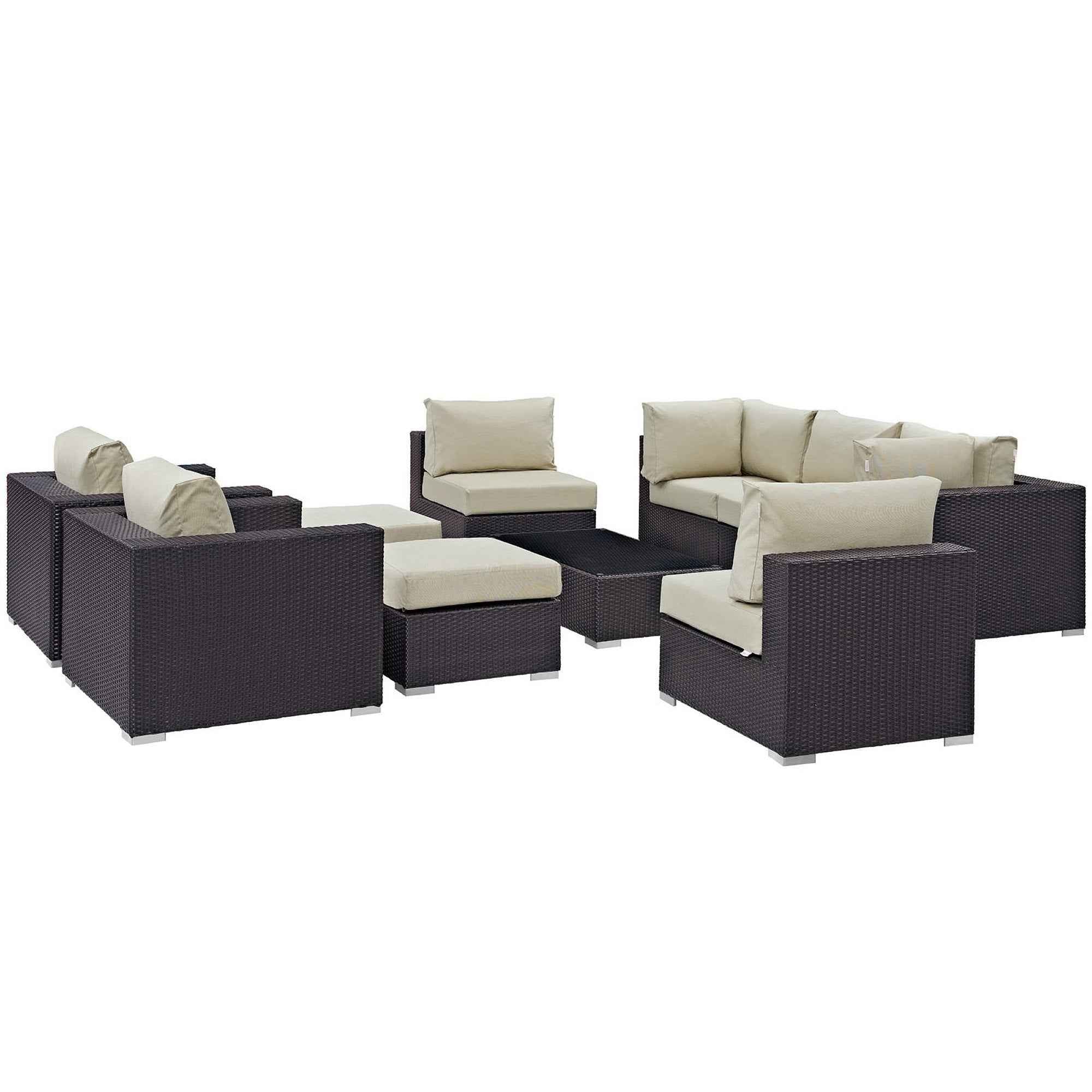 Patio Elegance Outdoor Sectional Set - 10-Piece Convene Lounge Set by Modway