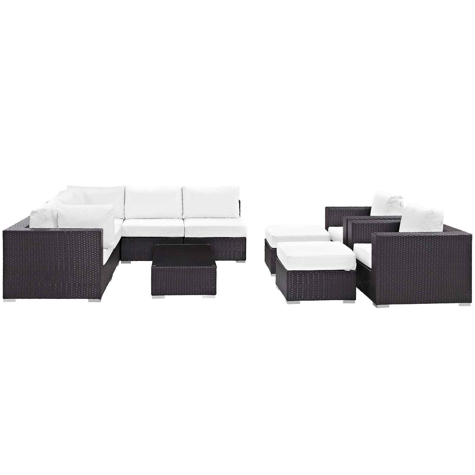 Patio Elegance Outdoor Sectional Set - 10-Piece Convene Lounge Set by Modway
