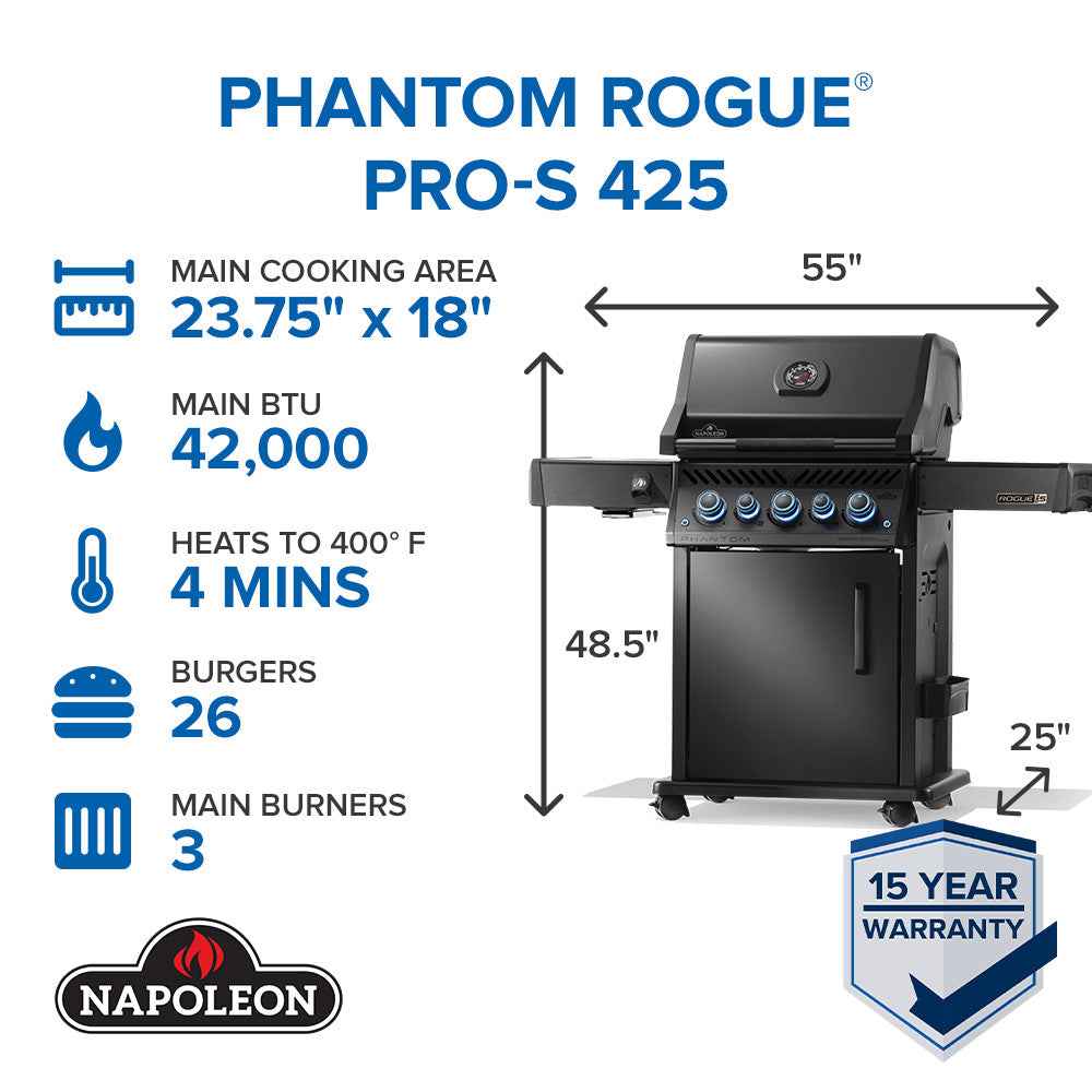 Patio Elegance Gas Grill Phantom Rogue PRO‑S 425 RSIB with Infrared Side and Rear Burners