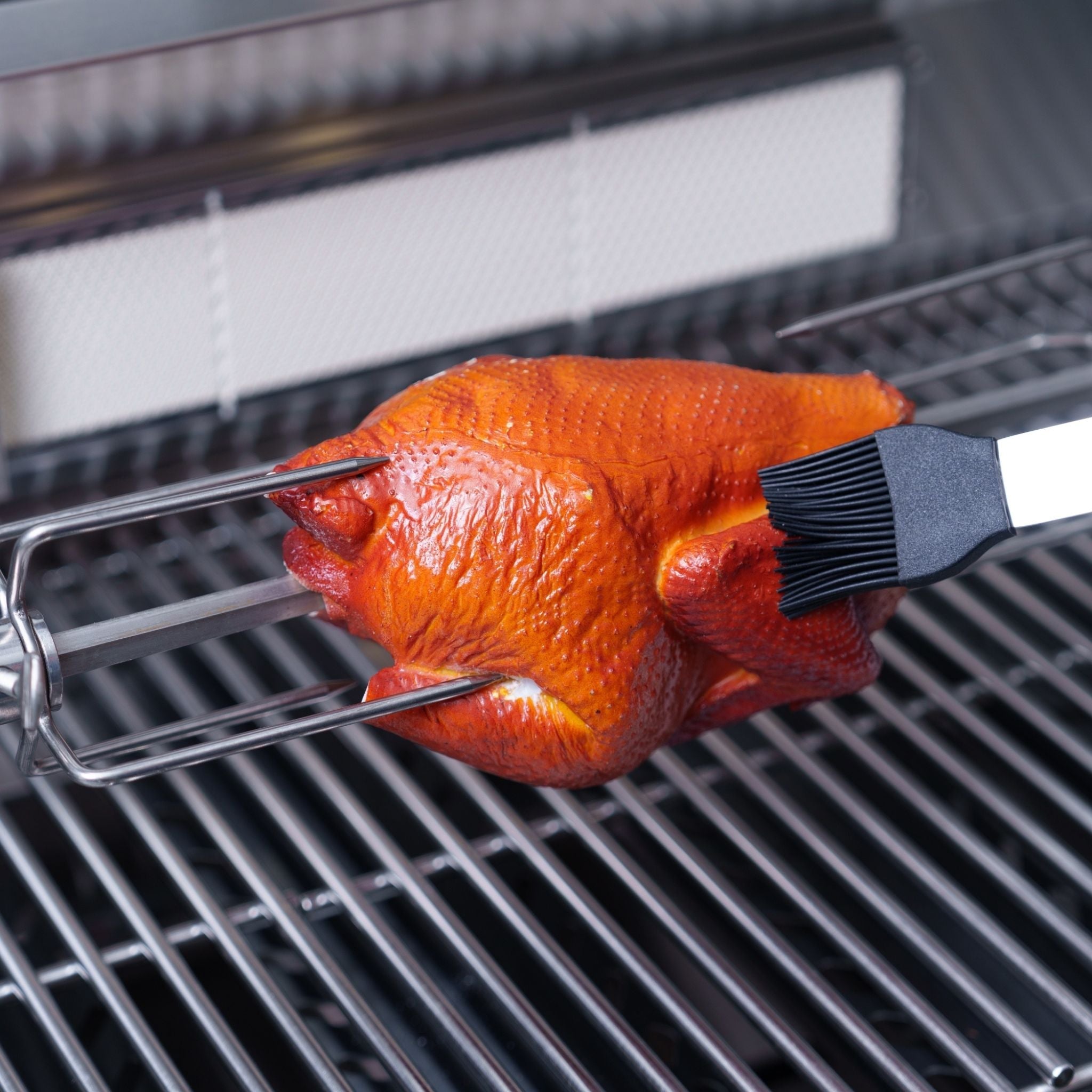 Castelle Flame Premium Black Stainless Steel 4-Burner Gas Grill With Rotisserie Kit (SAK48157)