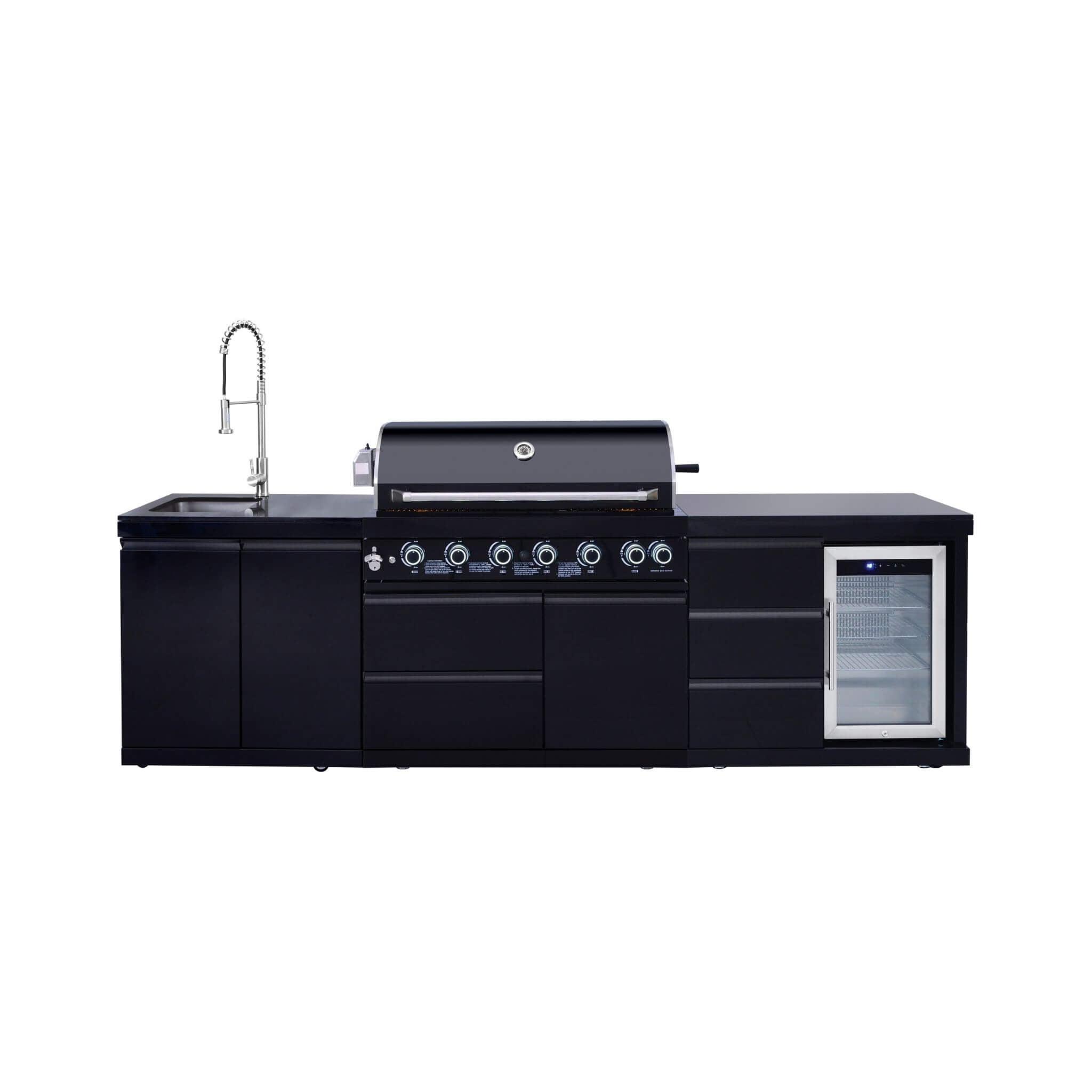 Castelle Flame Summit 6-Burner 85000 BTU BBQ Island With Sink And Fridge (SAK59238)