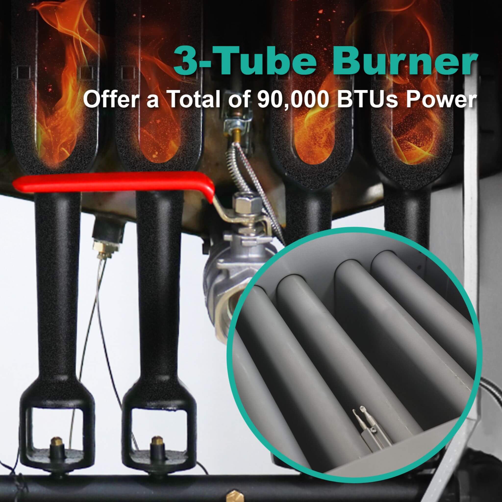 Stainless Steel Commercial 90K BTU 3-Burner Gas Liquid Propane Deep Fryer (SAK89517)