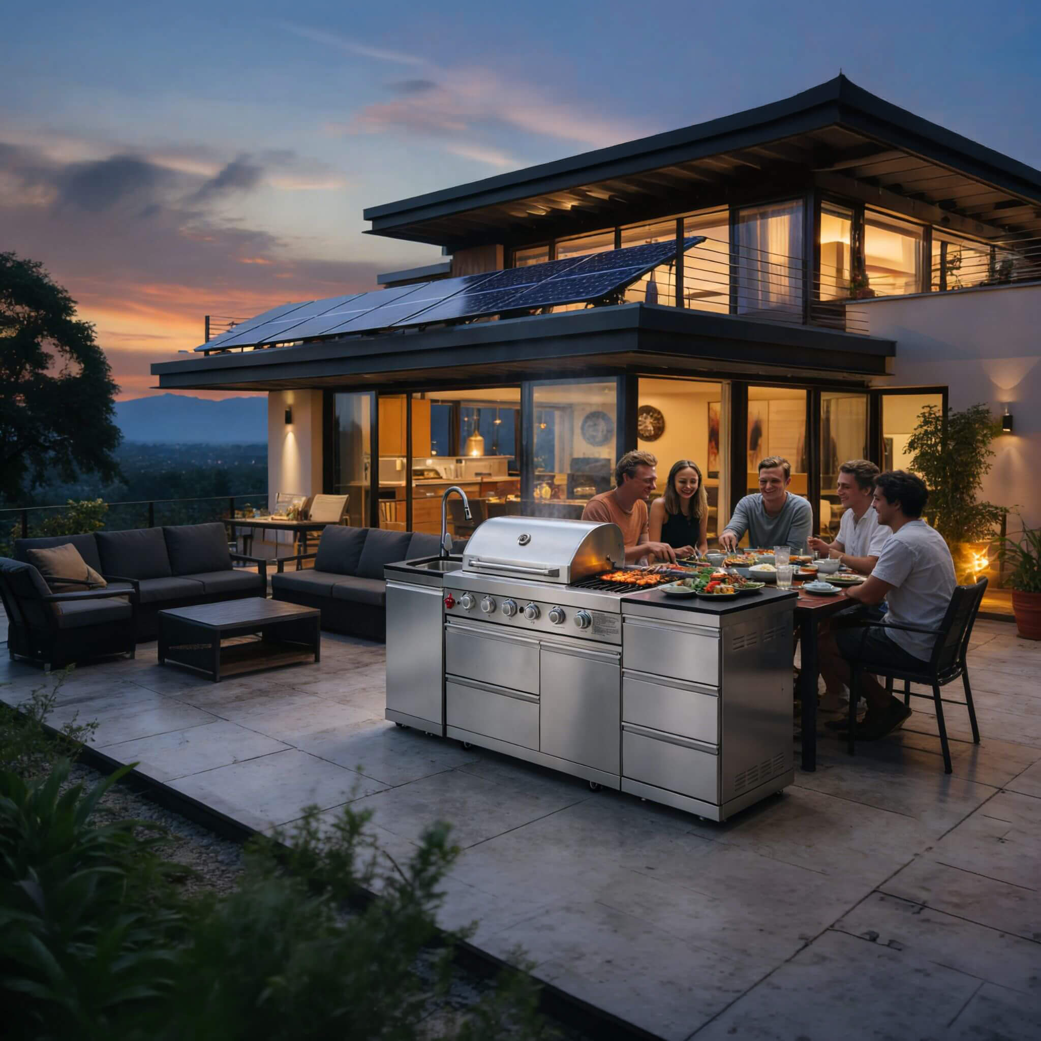 Castelle Flame Deluxe 4-Burner 72000 BTU Stainless Steel BBQ Island (SAK31425)