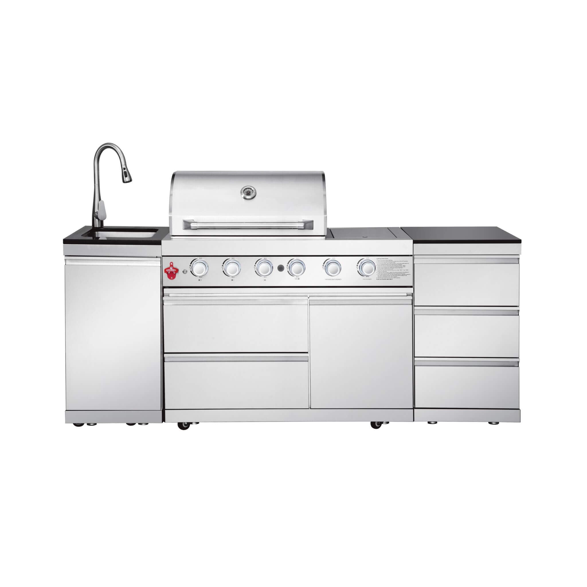 Castelle Flame Deluxe 4-Burner 72000 BTU Stainless Steel BBQ Island (SAK31425)