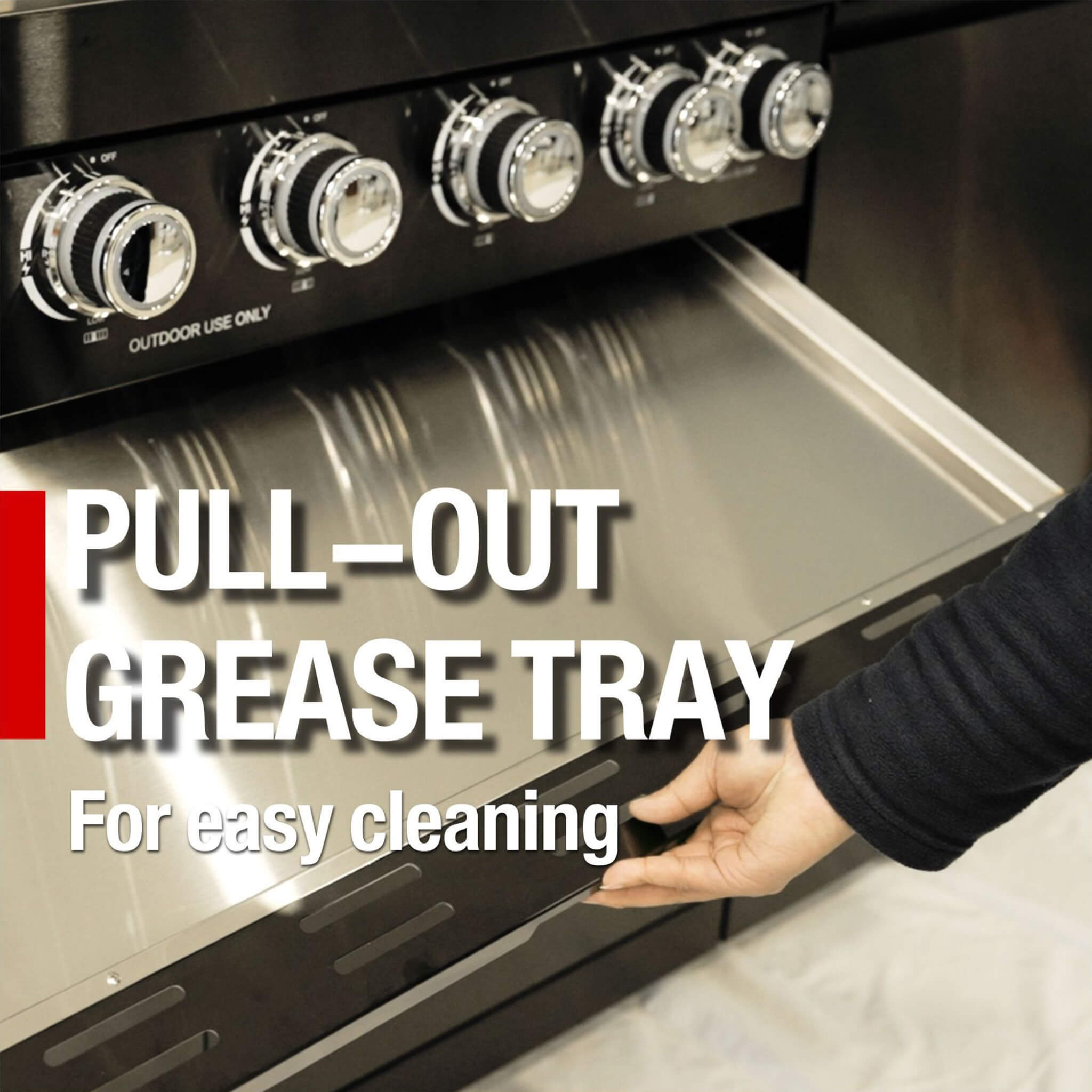 Castelle Flame Premium Black Stainless Steel 4-Burner Gas Grill With Rotisserie Kit (SAK48157)