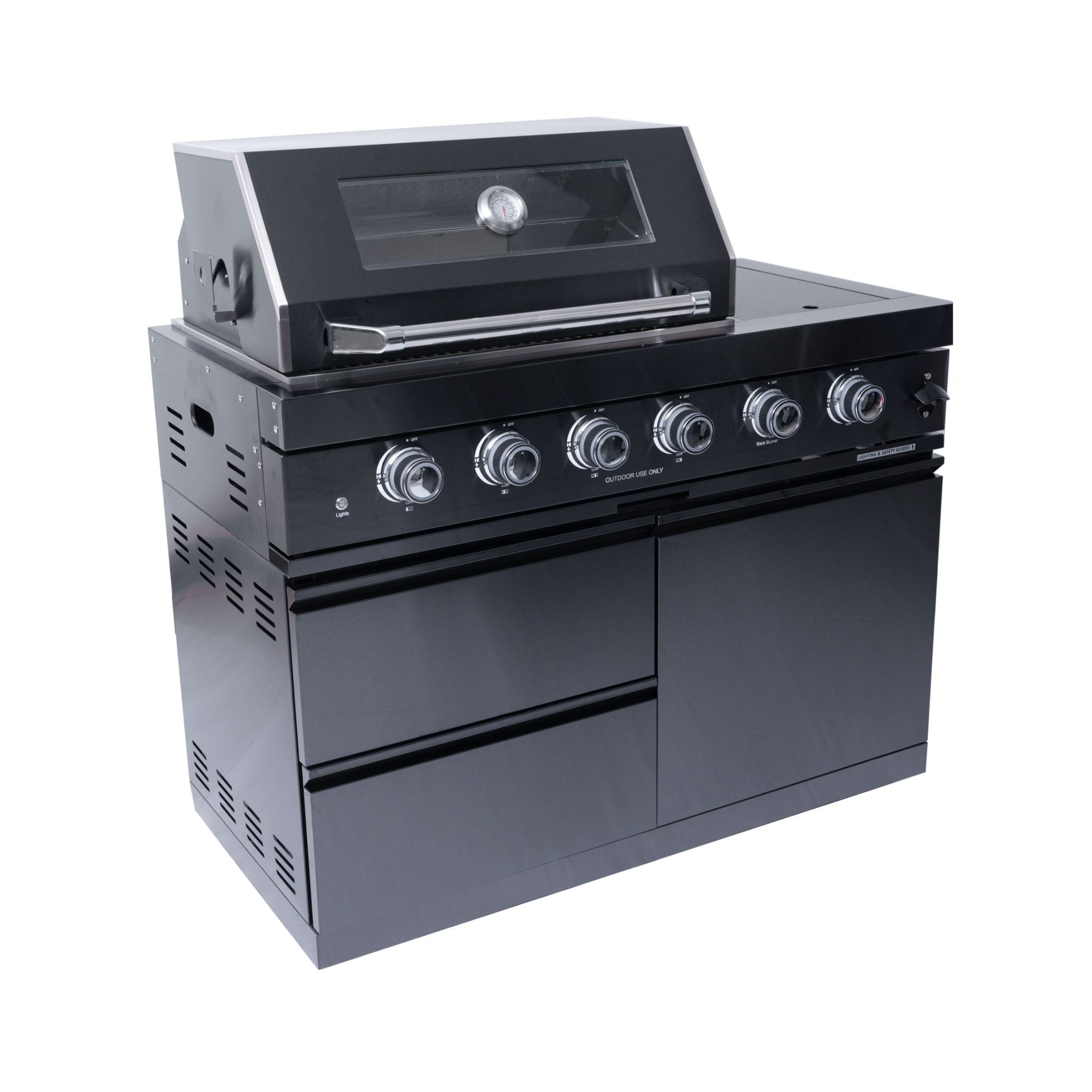 Castelle Flame Premium Black Stainless Steel 4-Burner Gas Grill With Rotisserie Kit (SAK48157)