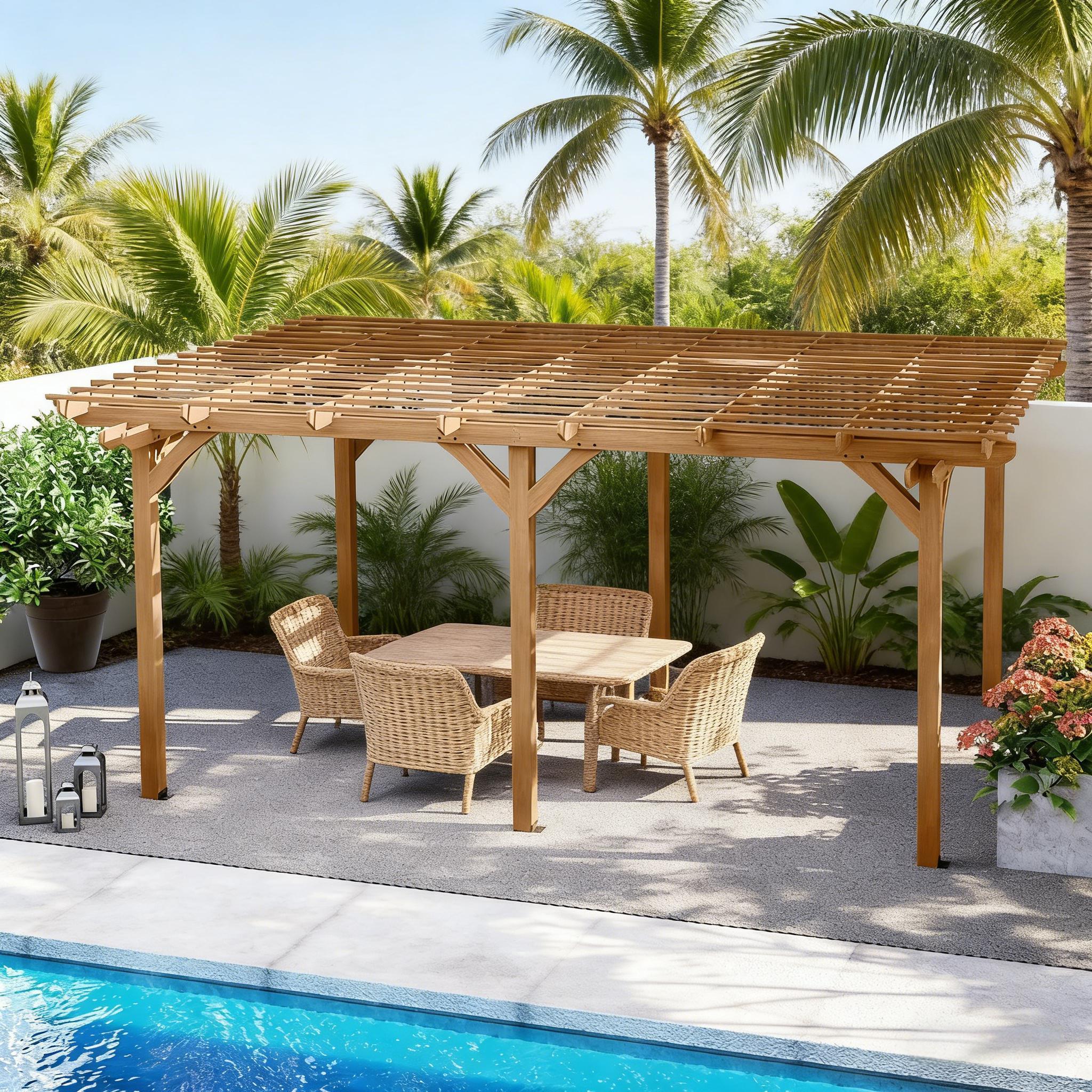 [09X12FT] Premium Outdoor Wooden Grape Trellis Pergola (SAK18579)