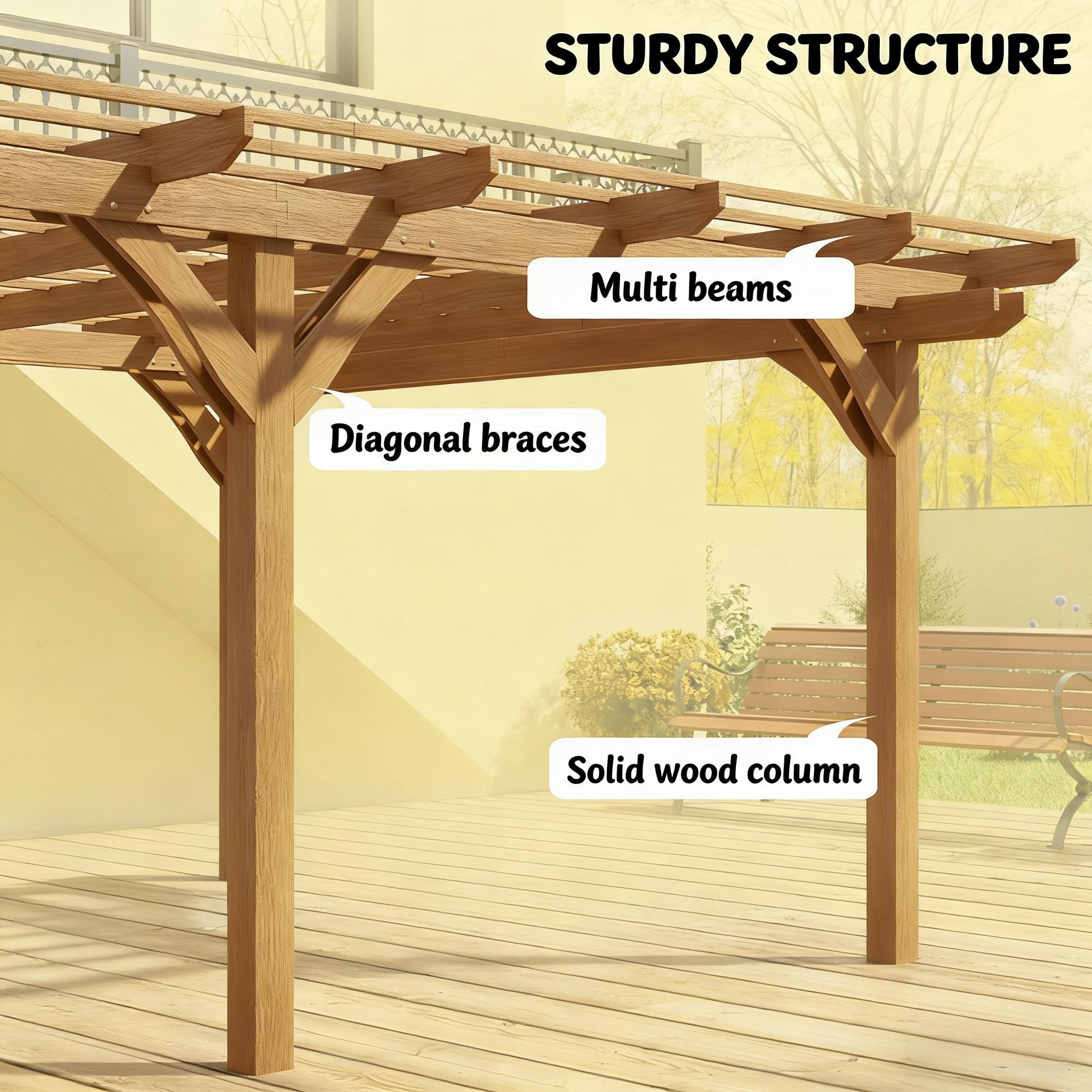 [09X12FT] Premium Outdoor Wooden Grape Trellis Pergola (SAK18579)