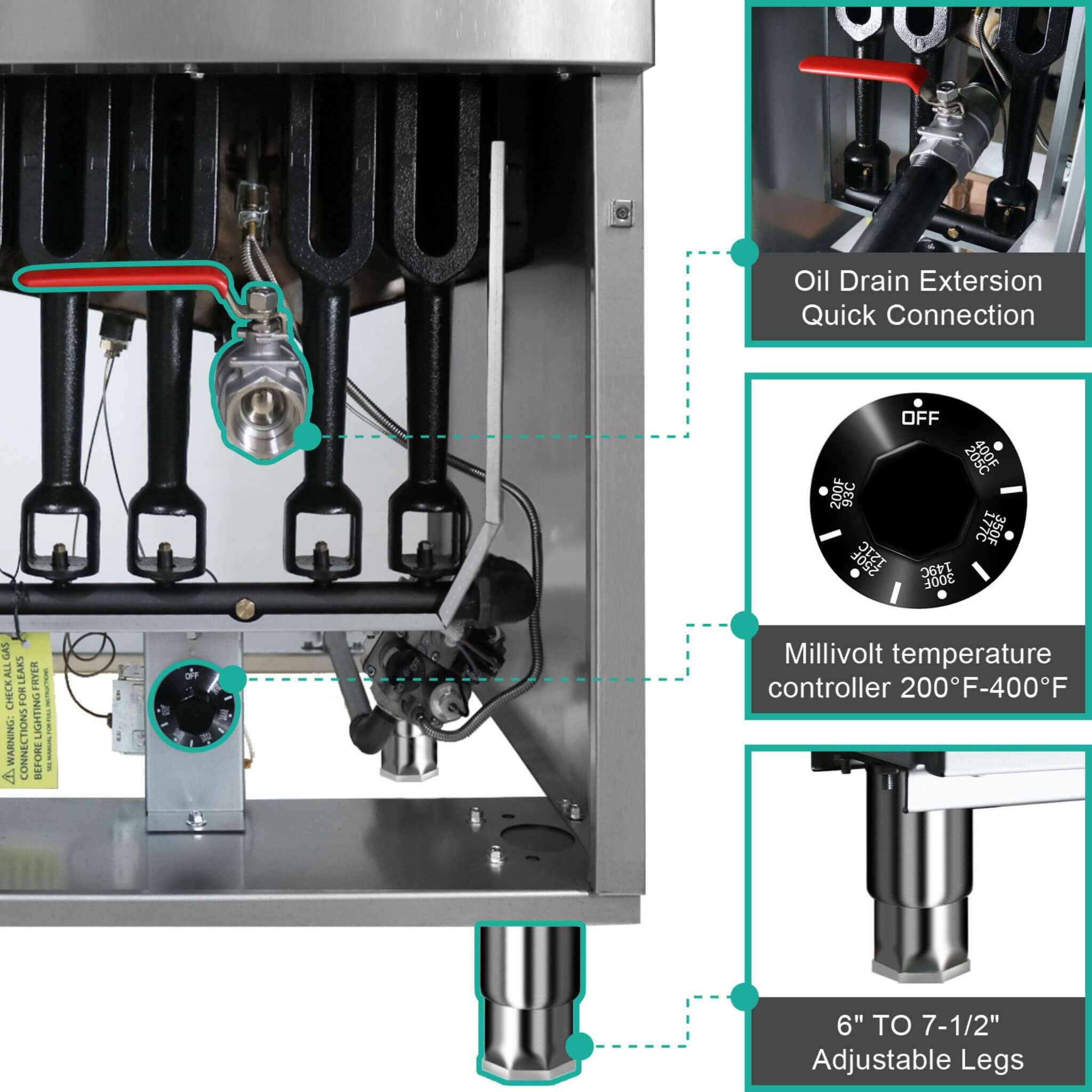 Stainless Steel Commercial 90K BTU 3-Burner Gas Liquid Propane Deep Fryer (SAK89517)